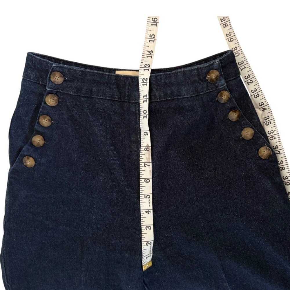 Sézane Marino High-Waist Bridge Trousers – Organic Cotton Denim | Size 36 - Picture 8 of 13